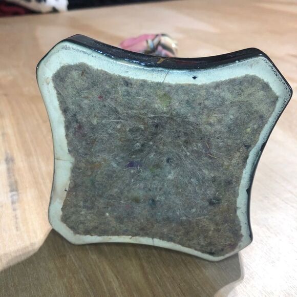 Vintage Japanese Asian Lusterware Man Porcelain 13” Statue Pink Black 1940’s - Picture 2 of 3